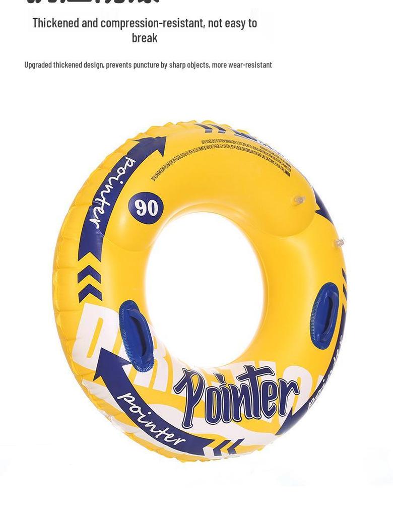 Thickened Adult Swimming Ring with Handles - Double-Layer Inflatable Lifebuoy for Water Activities
