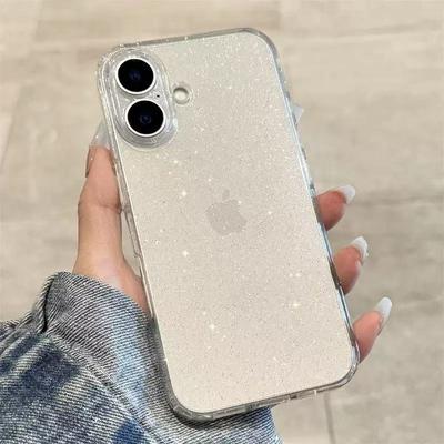 Luxury Bling Glitter Silicone Clear Phone Case For iPhone 17 Air 17Pro 16 15 14 Plus 13 12 17 Pro Max Transparent Soft TPU Cover