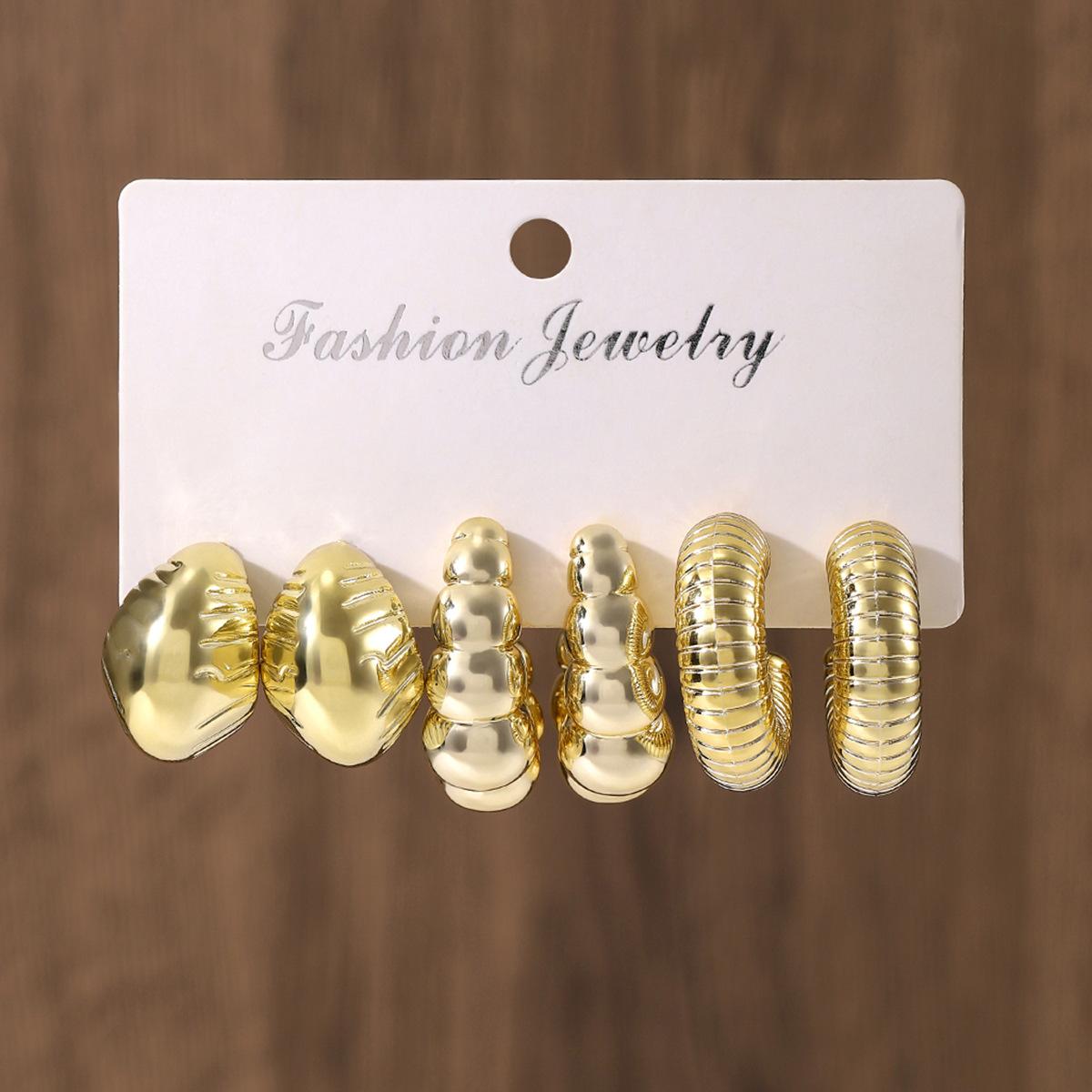 Personalized metal premium C-type irregular card earrings set, hot-selling temperament earrings set CCB
