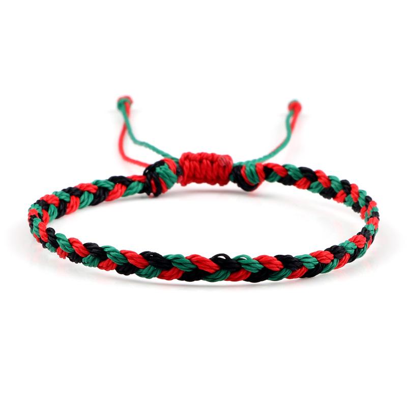 Adjustable Colorful Three-Strand Braided Waxed Thread Bracelet Set for Couples and Handmade Jewelry