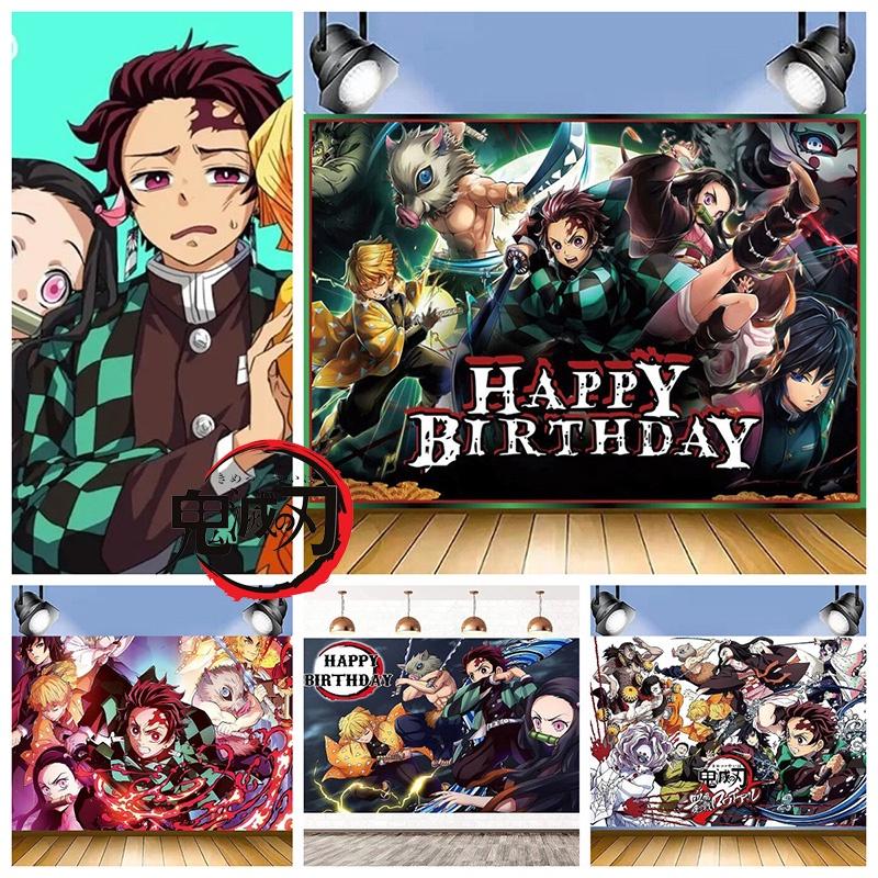 Tela de Fondo de Vinilo Temática de Demon Slayer Para Estudio Interior y Decoración de Fiestas Regalo Ideal Para Adolescentes