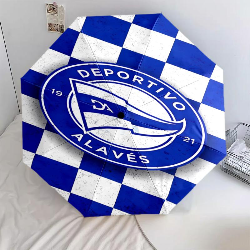 1 PC Automatic Folding Umbrella - Deportivo Alaves Pattern Portable Foldable Design With 8 Ribs Christmas Birthday Gifts