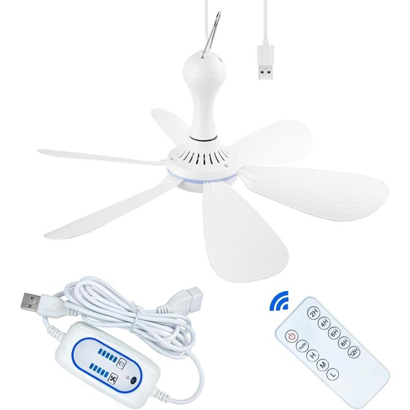 

SCOOYEEES Портативный потолочный вентилятор Потолочный вентилятор с питанием от USB и дистанционным управлением, 3 скорости, 5