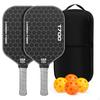 2 Pieces Carbon Fiber Paddles for Pickleball Textured Paddleball Set with Bag Perforated