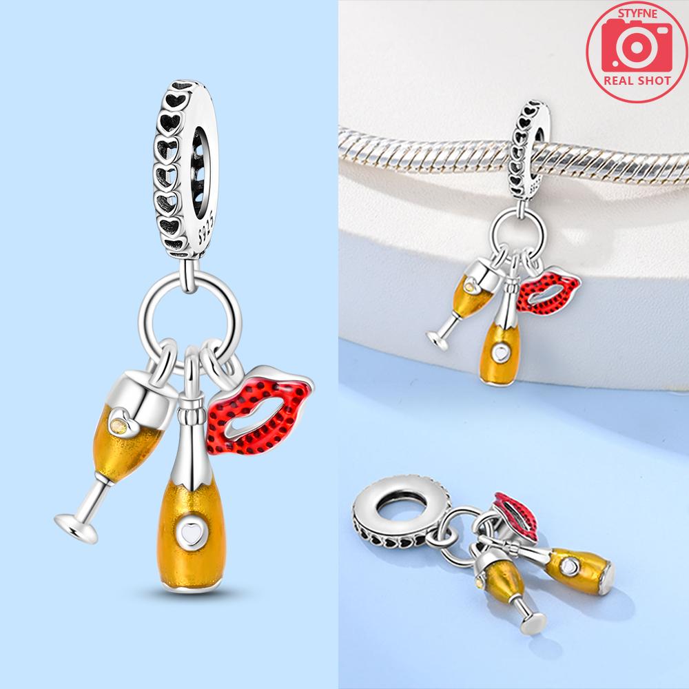 Original Black Dress High Heels Bag Lipstick Beads Fit Bracelet Charms Copper Women Jewelry Necklace Diy Gift