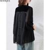 MODIQUE Spring Summer Plus Size New Women Loose Black Vintage Solid Blouse Shirts Female Casual Oversize Long Sleeve V-Neck Top