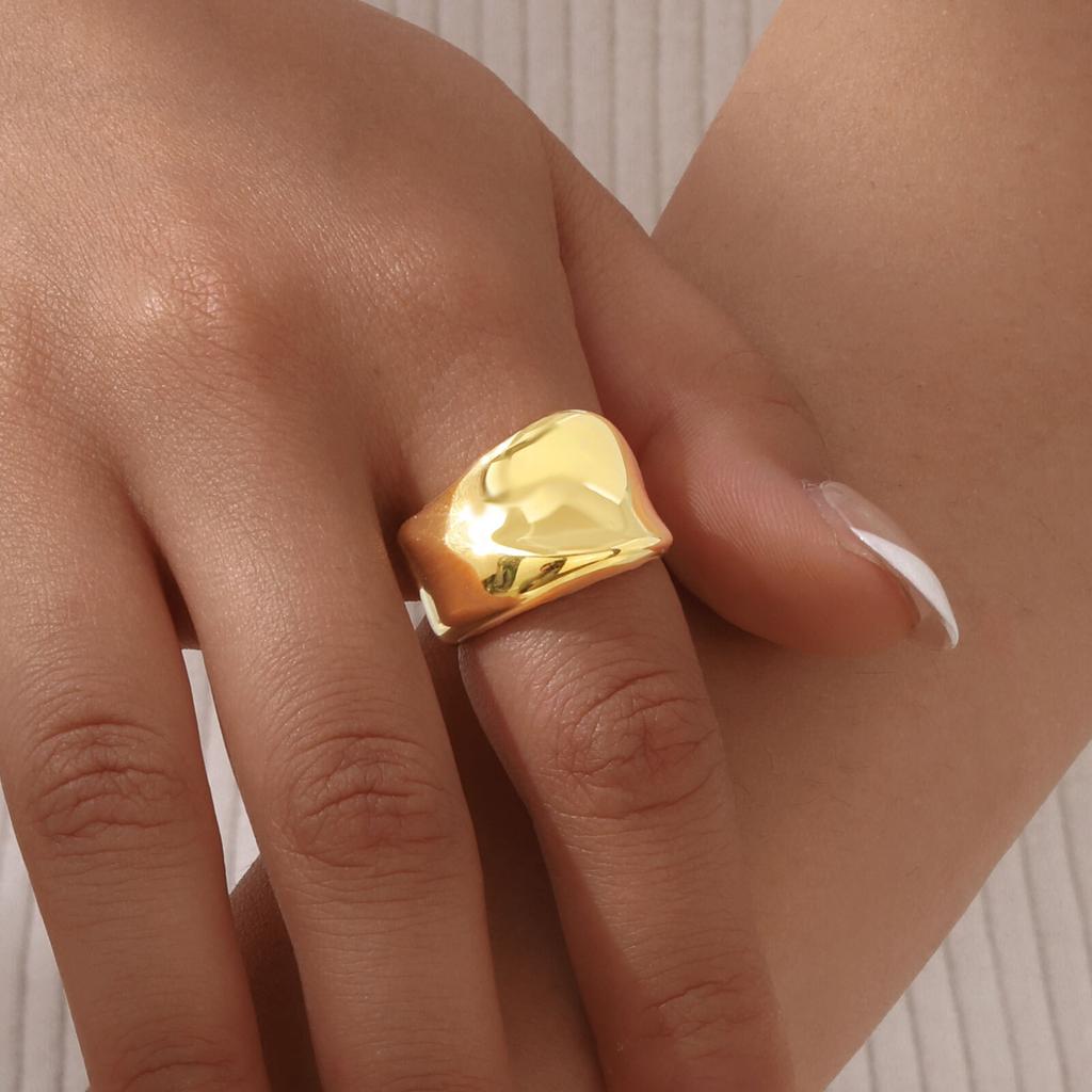 Wide Statement Rings For Women, Stainless Steel Chunky Thumb Band Ring, Non Tarnish Minimalist Jewelry