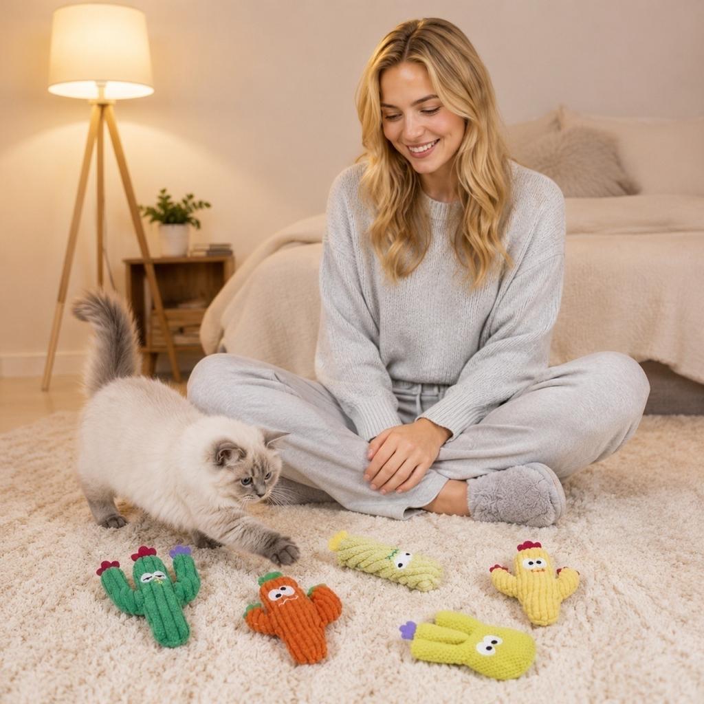 5pc Catnip Cat Toys Set Plush Chew Toys for Cats Soft Durable Pet Toys for Cats Interactive Play and Teeth Cleaning