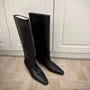 Cowhide version fat mm leather pointed retro high knight boots women's thick heel leather heel is thin but knee long boots