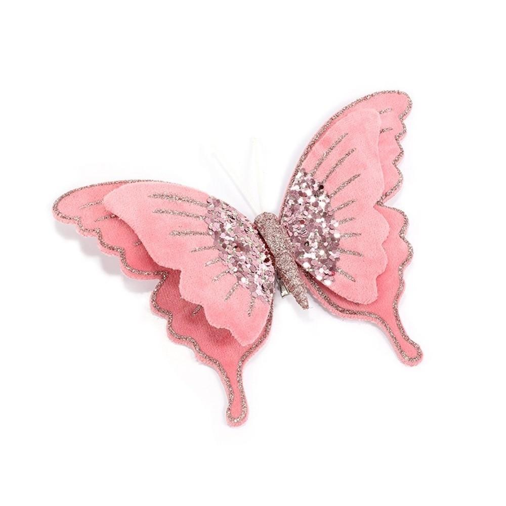 Simulation Christmas Butterfly Ornament Flocking Xmas Tree Decoration  Christmas Parties