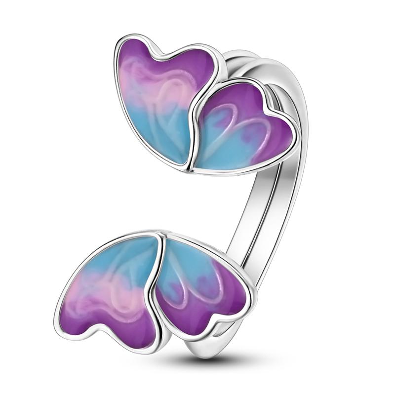 Adjustable Ring 925 Silver Fire Dragon Blossom Flower Clover Open Rings For Women Wedding Jewelry Gift