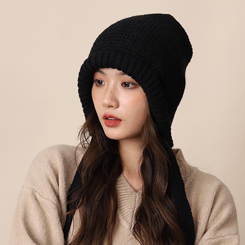 One Hat Dual Purpose Balaclava Hat Hepburn Wind Straps Stack Hat Women Winter Warm Christmas Red Wool Hat