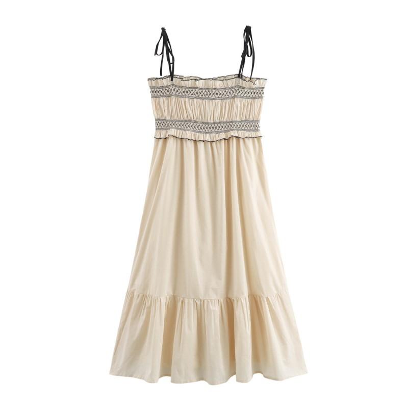 

European American Women s Clothing Summer Fashionable Slim-fitting Elastic Sling Dress L легкие хаки