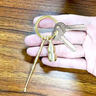 1PC Brass Accessories Ear Spoon Keychain Pendant Simulation Accessories Bullet Portable Model Backpack Gourd Gift