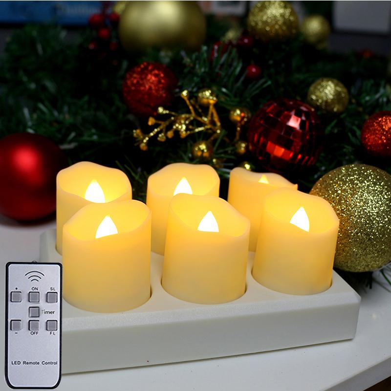 USB Rechargeable LED Candle with Flickering Flame Timer, Remote Control, Home Decor, Wedding, Birthday, Decorative Tealight