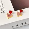 French Design Sweet Love Zircon Earrings High-End Stud Earrings Women