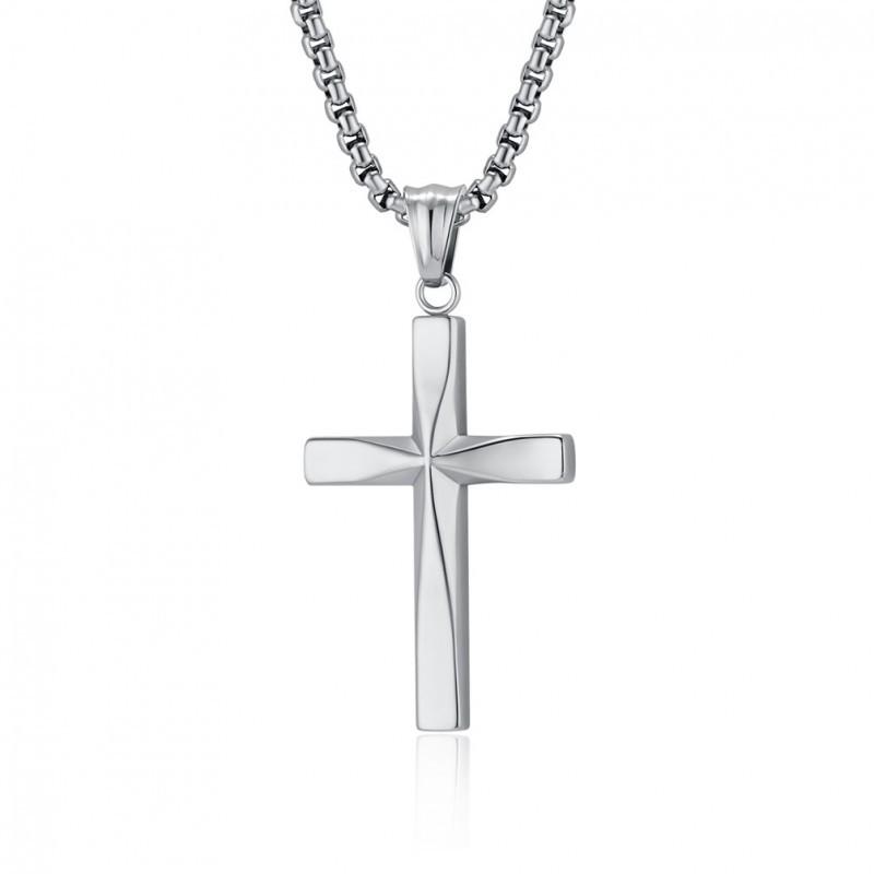 Gender Free Simple Cold Neutral Style Cross Titanium Steel Necklace Niche Design Wearing Matching Accessories