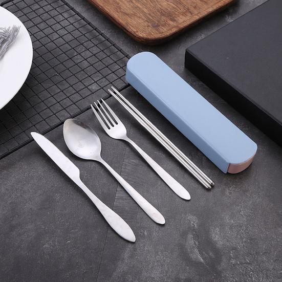 1 Set Cutlery Set Non-slip Burrs-free Food Grade Smooth Surface BPA-free Dining Portable Reusable Travel Utensils Cutlery Set Picnic Supplies