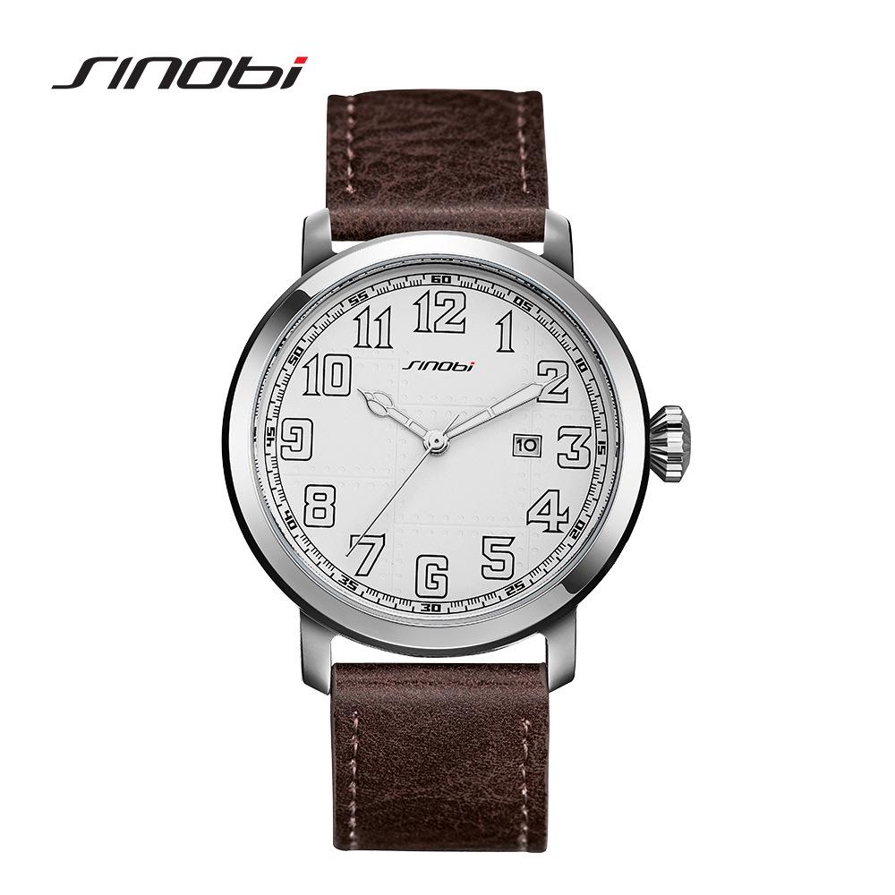 Sinobi Men s Waterproof Quartz Watch with Leather Strap - Model 9813