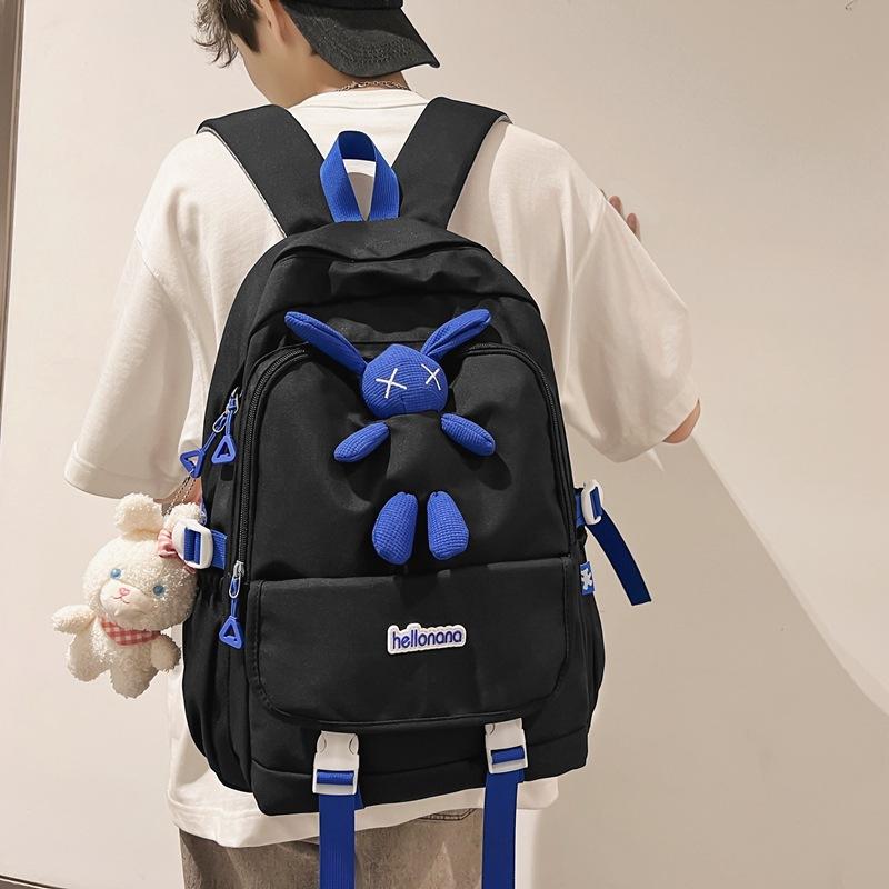 

New backpack girl cute college student fashion backpack female college style couple large capacity schoolbag чорний