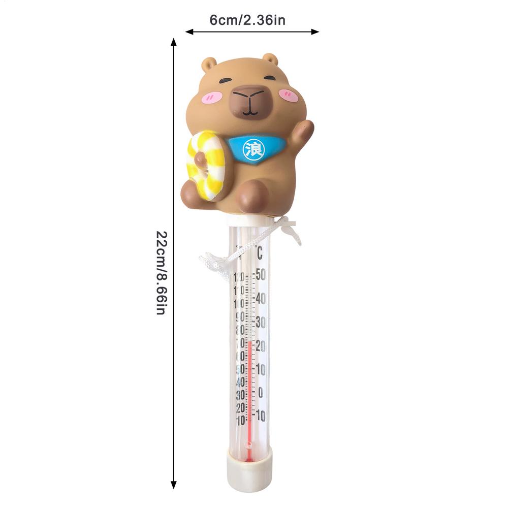 Pool Floating Thermometer With String Rubber Capybara Floating Water Thermometer For Hot Tub Swimming Pools  Spas Hot Tubs