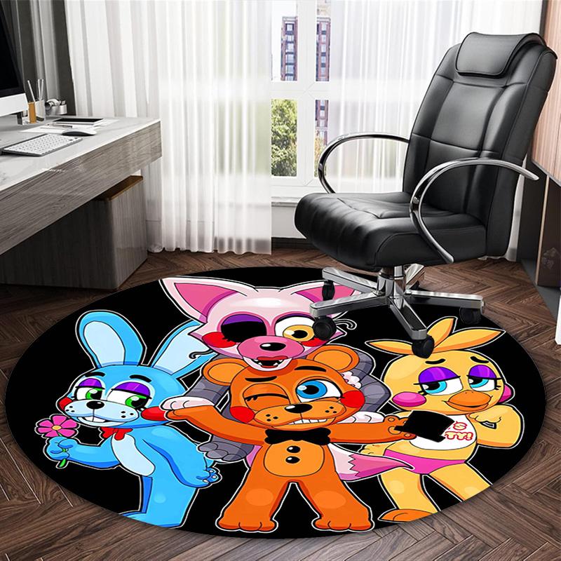 1pc Freddy Bear1 Print Round Carpet Chair Round Carpet Suitable for Bedroom Living Room Home Decorative Carpet