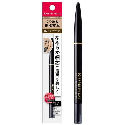 Kiss Me FERME Smooth Touch Eyebrow 02 Olive Brown Retractable Eyebrow Pencil with Blendable Round Tip Waterproof Formula 0.1g