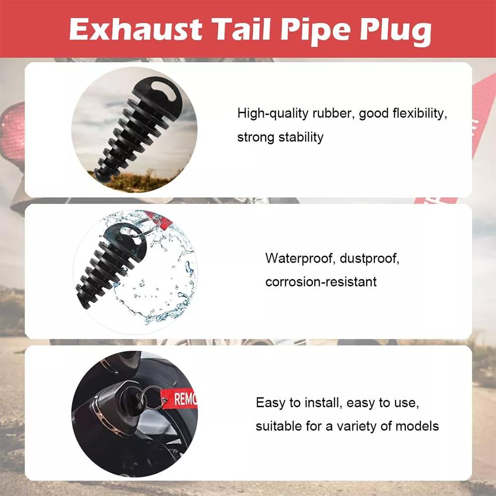 Silicone Exhaust Wash Plug for Motorcycle/Motocross - Waterproof Tailpipe Plug  Off-Road Muffler Protector,Pipe Protector