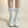 White Women Socks Lolita Bowknot Socks Japanese Short Crew Socks  Spring Summer
