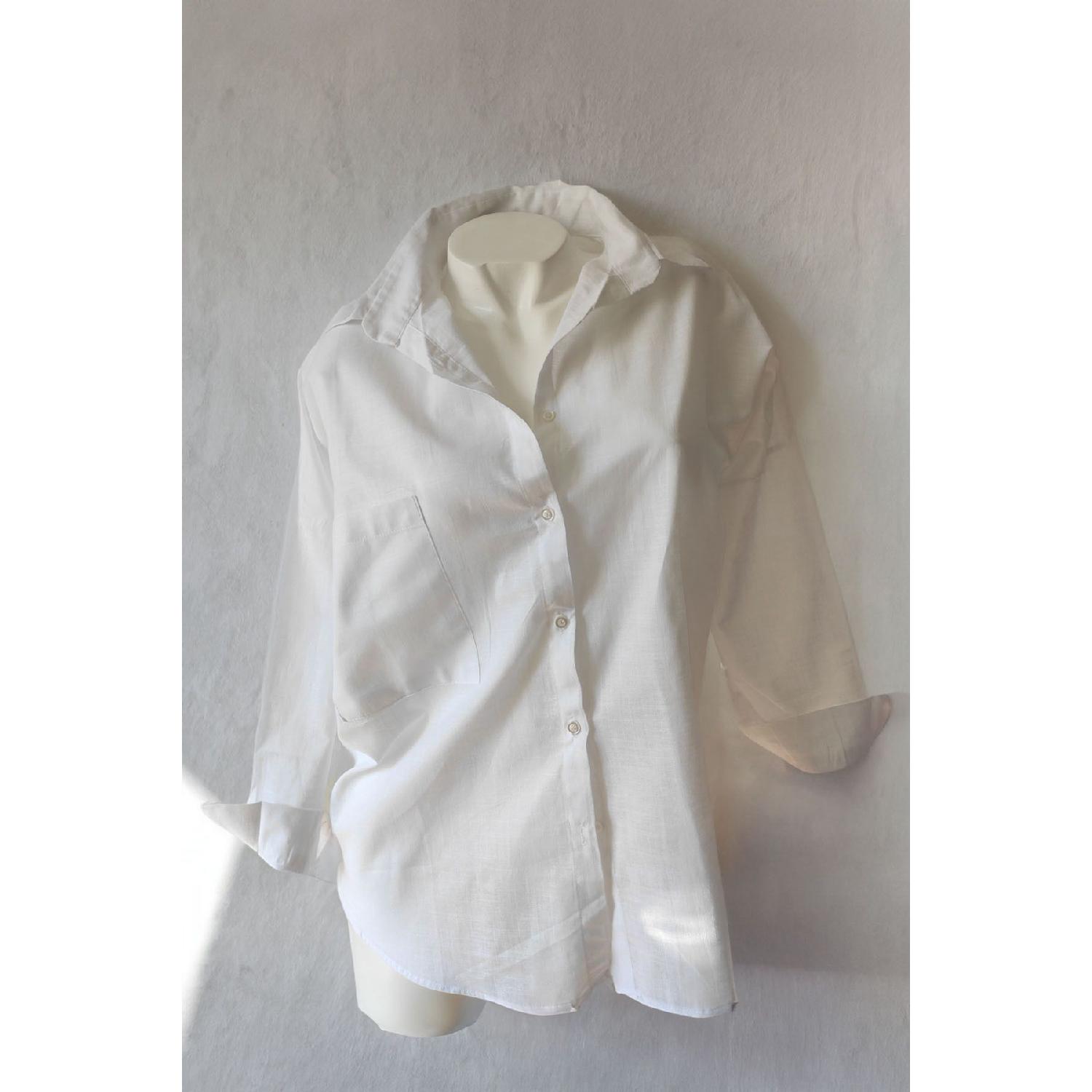 

Women s Oversize Linen Shirt Summer Standart білий