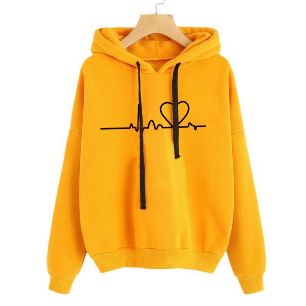 Hooded Sweater Women's Long-sleeved Top 2025 Autumn and Winter New Clothing Heartbeat