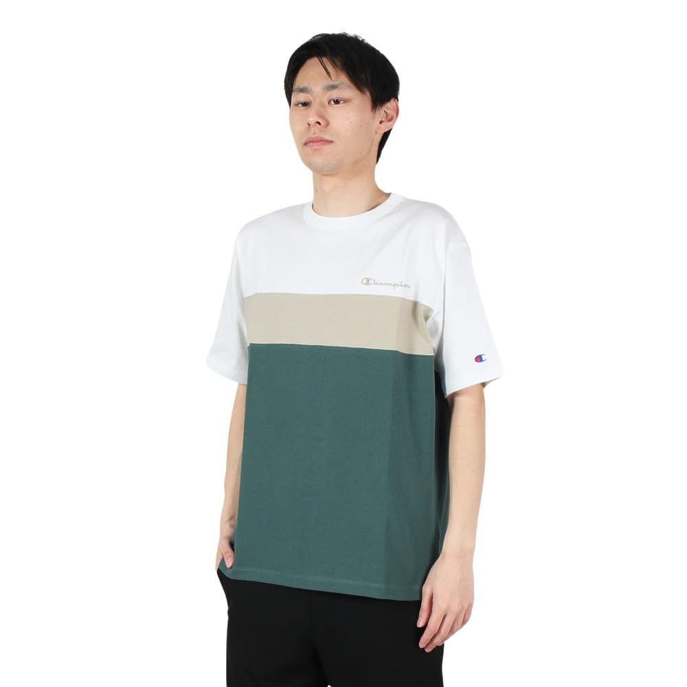 

Champion Moss Green Short Sleeve Script Paneled Short Sleeve Men s T-Shirt, C3-Z355, 100% Cotton, Logo, T-Shirt