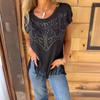 European and American Round Neck Short Sleeve T-Shirt: Fashionable, Versatile, Casual Top with Solid Color and Hot Stamping Design.
