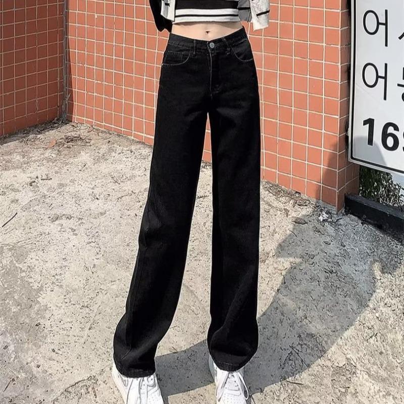 

Women s High-Waist Wide-Leg Jeans, Summer 2024: Retro American Style, Slim Floor-Length, Versatile Drape for Students XL