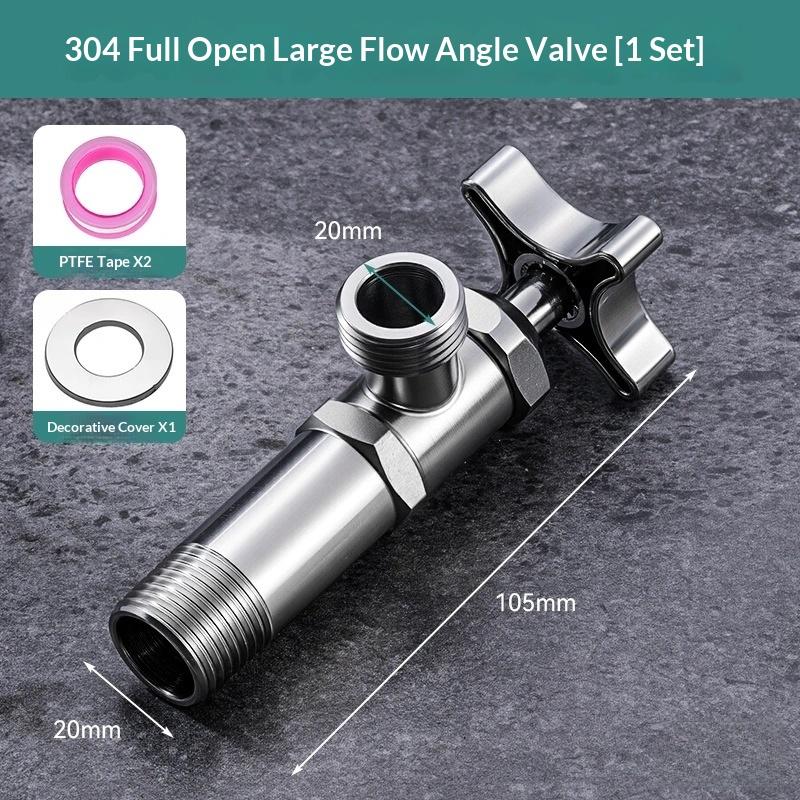 1 Set Thickened Triangle Valve For Hot And Cold Water Stainless Steel Bathroom Quick Opening Triangle Valve Faucet Accessories