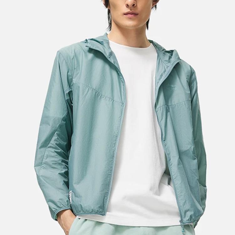 Li Ning Color Block Zip Up Hooded Long Sleeve Sun Protection Windbreaker Jacket Men jackets Lime-Green AFDT163-2