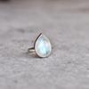 Moonstone Teardrop Silver Ring for Women, Celestial Jewelry , Pear Cut Moonstone , Stacking Ring, Moonstone Energy Jewelry with Blue Sheen