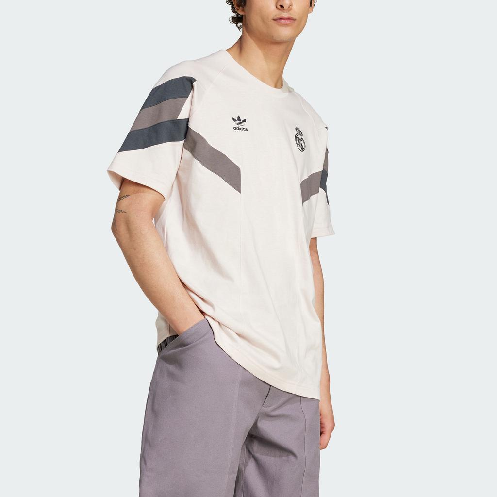 Adidas Originals Real Madrid T-Shirt Crew Neck Casual Sports Short Sleeve Men Tops Dark-Heather-Gray IM7467