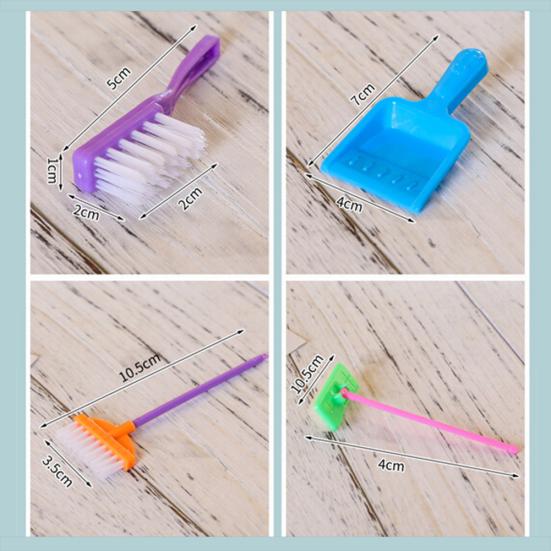 9Pcs/Set Pretend Play Broom Vacuum Cleaner Cleaning Kit Toy Dollh-ouse Accessory