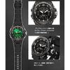 Men's Digital Military Watch 3 Time Zones Countdown Stopwatch Alarm 5ATM Waterproof Outdoor Sports Watch