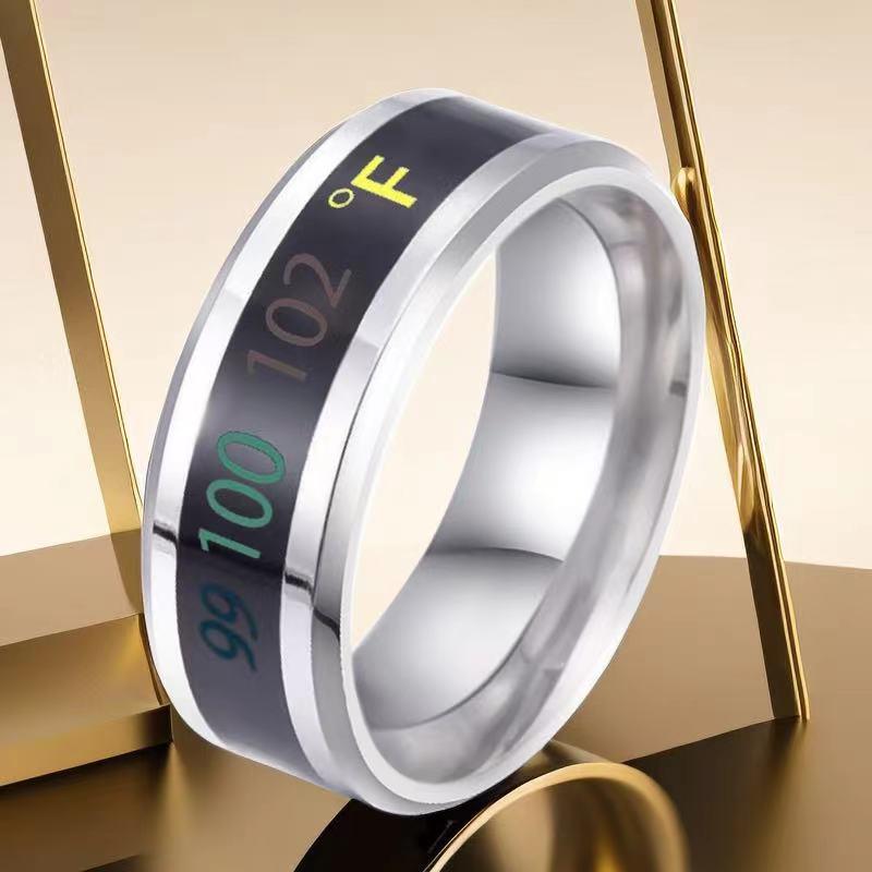 Stainless Steel Color-Changing Men's Ring - Hip-Hop, Trendy, Temperature-Sensitive, Non-Fading Luxury Design