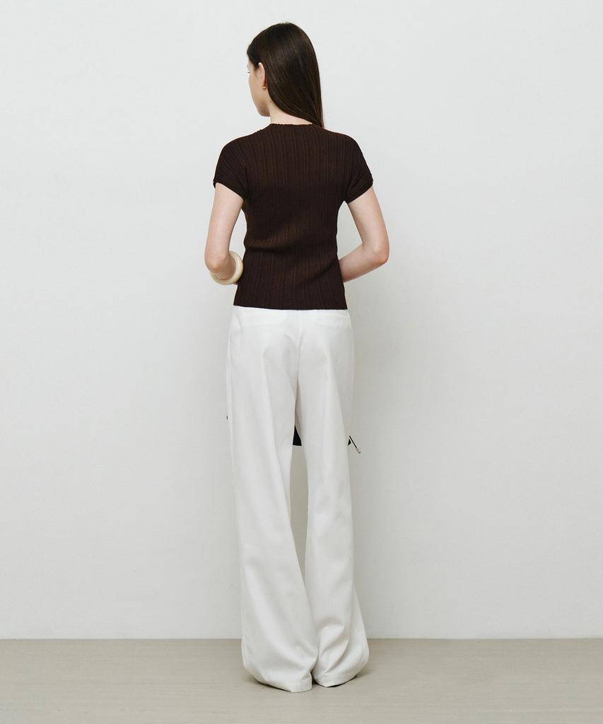MONGDOL Wholegarment Half-Neck Pleated Knit Top Brown Mdkt107Brown