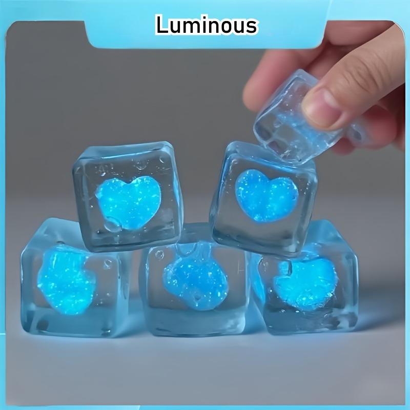 Luminous Heart-shaped Maltose Squeeze Toy Shine At Night Squishy Mochi Decompression Toy Soft Slow Rebound Toy Christmas Gifts