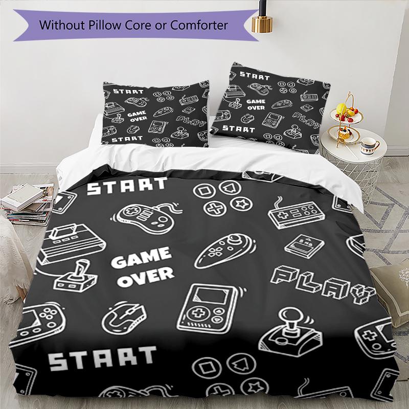 3pcs Game Controller Bedding Set Duvet Cover Closure Includes 1 Duvet Cover & 2 Pillowcases, Soft and Comfortable for All Seasons.