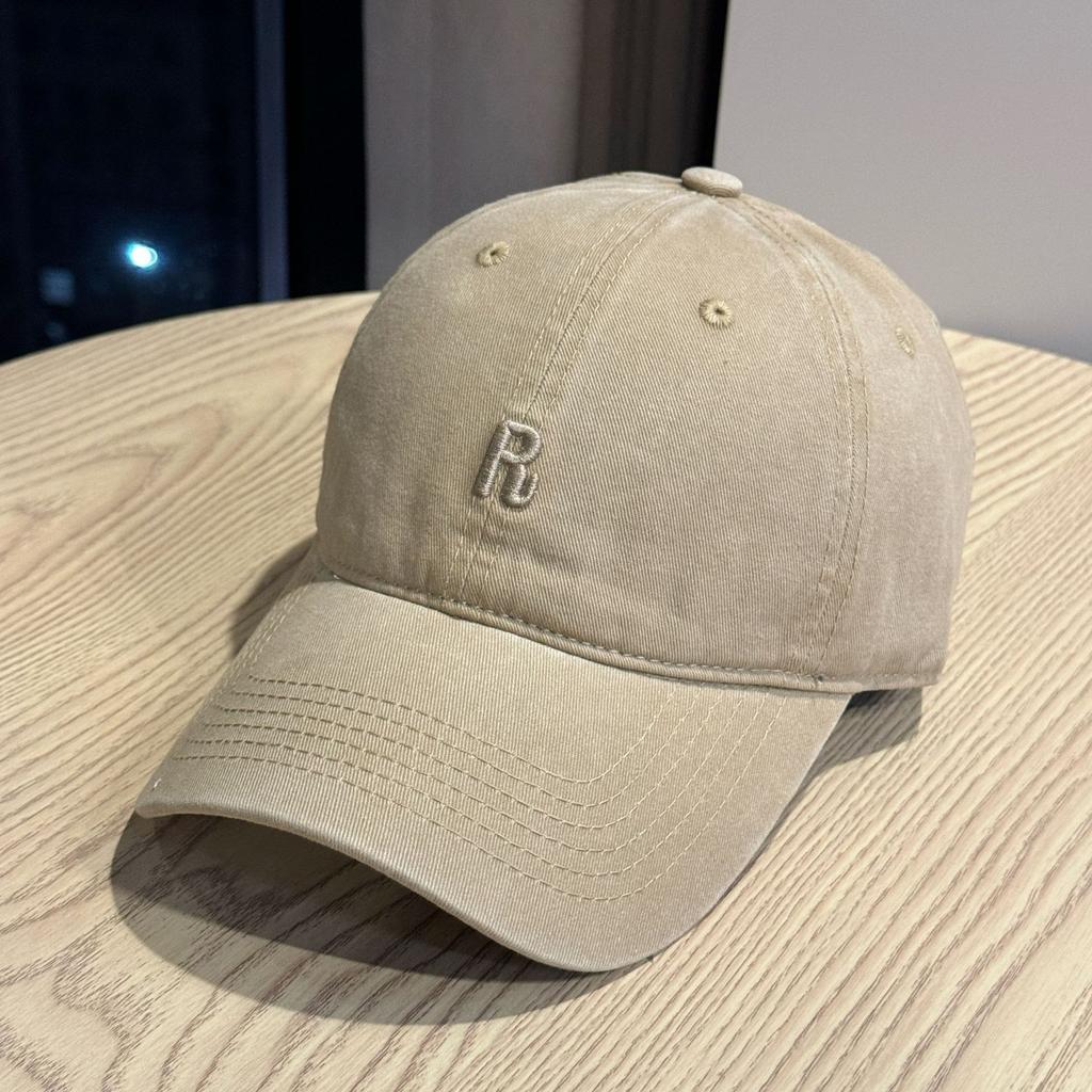New R Simple Letter Print Soft Top Baseball Cap for Women, Breathable Spring/Summer Trendy Youthful Duckbill Cap for Men, Versatile Korean Style