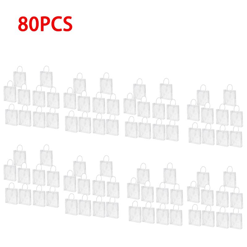 100PCS Reusable Clear PVC Plastic Tote Bag With Clear Handle Beautiful Gift Bag For Wedding Party Birthday Packaging Bags