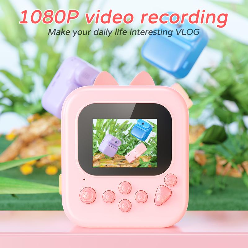 Kids Camera Instant Print 16x Cat Camera With Printing Paper 1080p Rabbit Toy Cameras Christmas Birthday Gifts For Kids