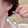 Retro Cloisonné Kingfisher Feather Flower Hat Earrings