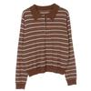 Korean-Style Striped Polo: 2024 Autumn Casual & Versatile Long Sleeve Knitwear