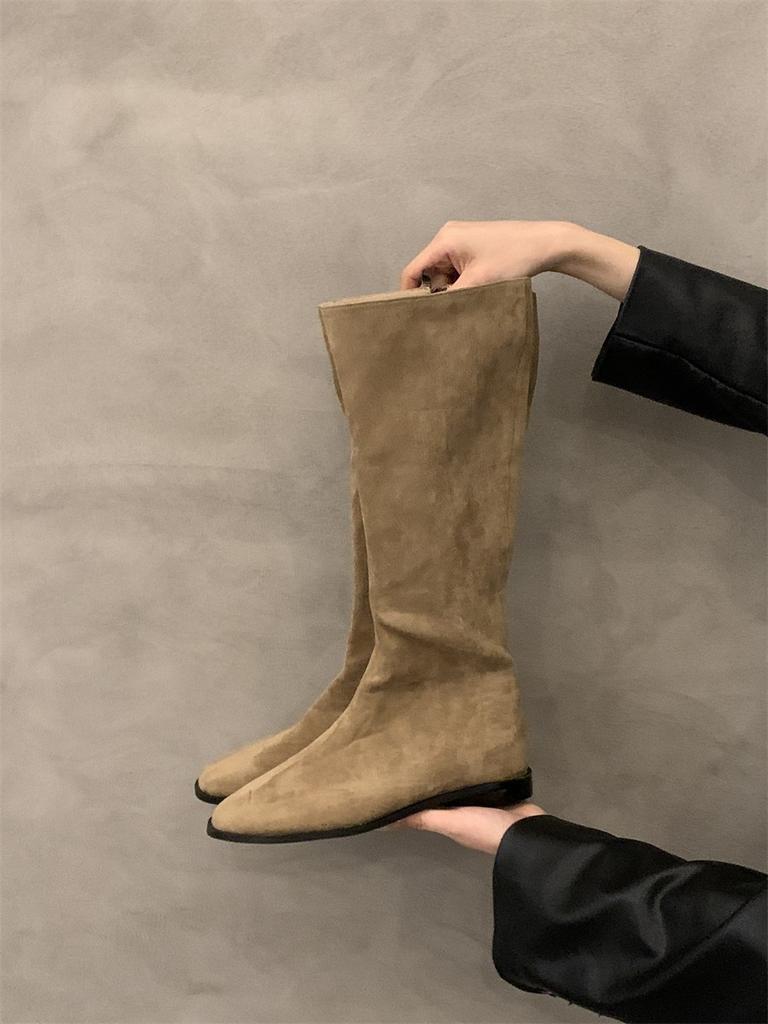 Retro flat boots boots women's shoes 2025 autumn and winter new simple versatile knight boots boots spring and autumn single boots